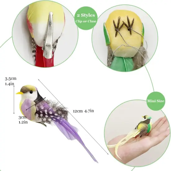 12pcs Artificial Simulation Foam Feather Birds Summer Decor {3}