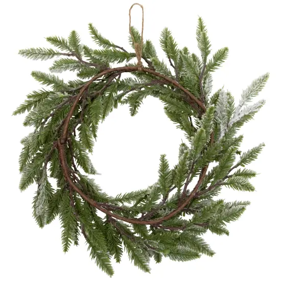 Northlight Heavily Flocked Pine Artificial Christmas Wreath - 16" - Unlit Green {7}