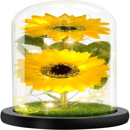 Mothers Day Flower Gifts for Mom Gift Grandma Sunflowers in Glass Dome Forever Sunflower Birthday Gift for Women Eternal Flower Lights Gifts for Anniversary Mothers Day Valentine Thanks {1}