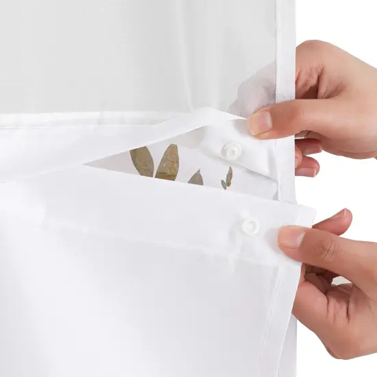 Americanflat 72x75 Hookless Shower Curtain - Floral Gold Grey Shower Curtain with Sheer Panel, Snap-In Liner, and Grommets - 100% Polyester {6}