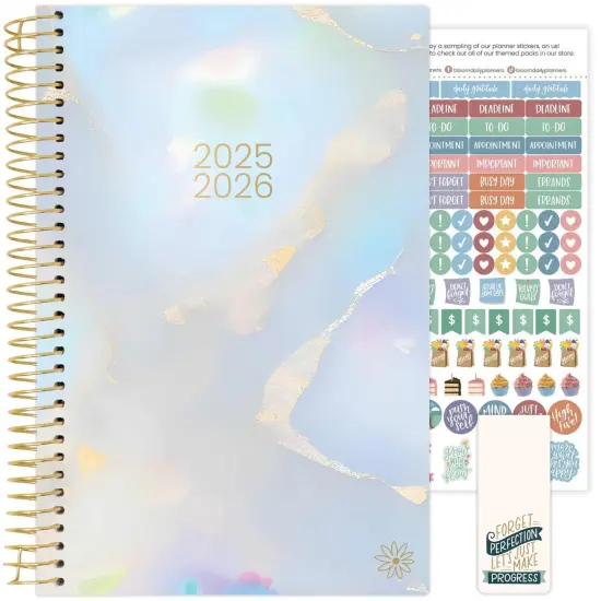 bloom daily planners 2025-26 Academic Planner, Soft Cover, 5.5" x 8.25", Iridescent Opal {1}