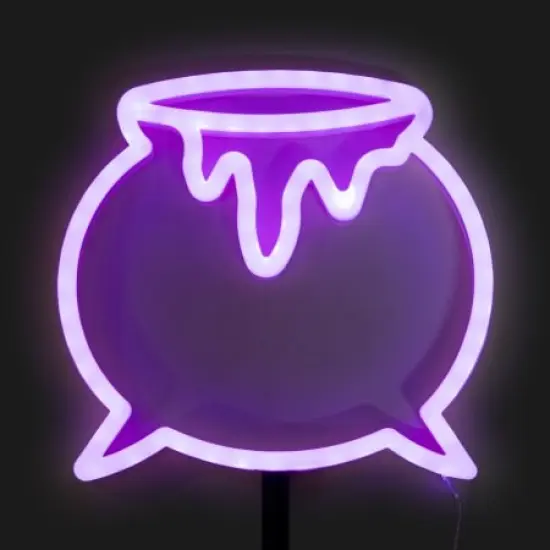 Halloween Cauldron Neon Stake with Timer {1}