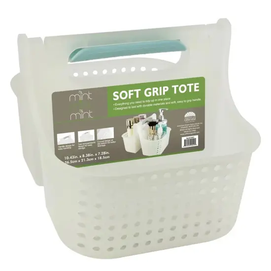 Portable Shower Caddy, Bathroom Organizer Basket, Perfect Size for Dorm/College, Plastic Bath Tote, Dries Quickly with Drainage Holes White {5}