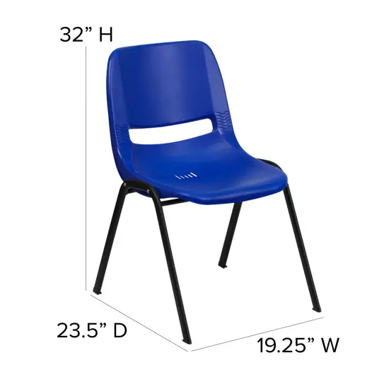 Emma and Oliver Ergonomic Shell Student Stack Chair - Classroom Chair / Office Guest Chair Blue {4}