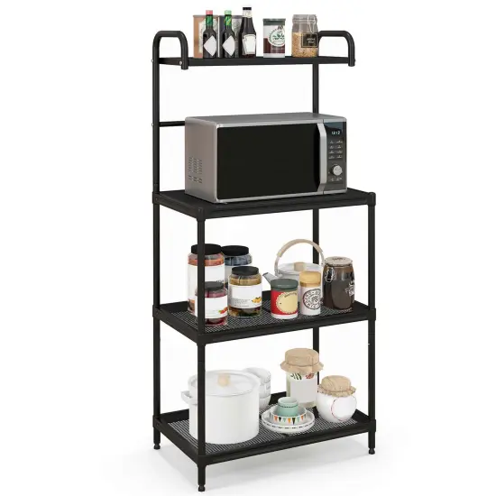 Costway 4-Tier Baker's Rack Microwave Oven Stand Shelves Kitchen Storage Rack Organizer Grey/White/Black {9}