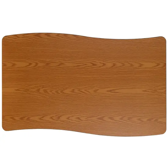 Emma and Oliver 28"W x 47.5"L Rectangle Wave Flexible Collaborative Adjustable Height Activity Table Oak {6}