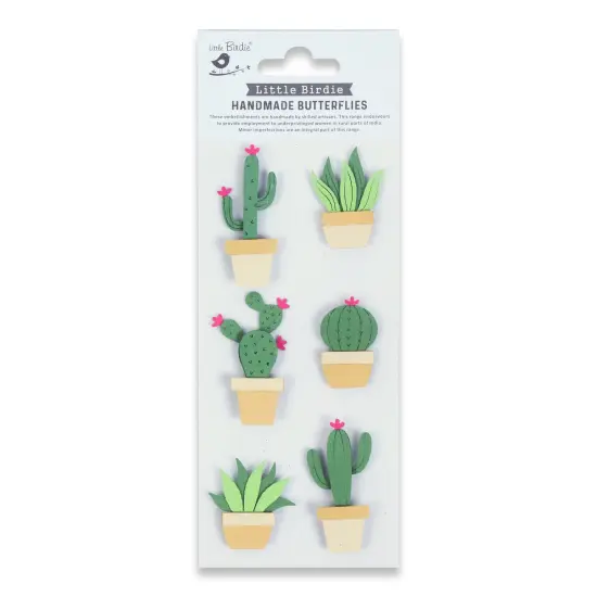 Little Birdie 3D Sticker Embellishment 6/Pkg-Cactus Adore {1}