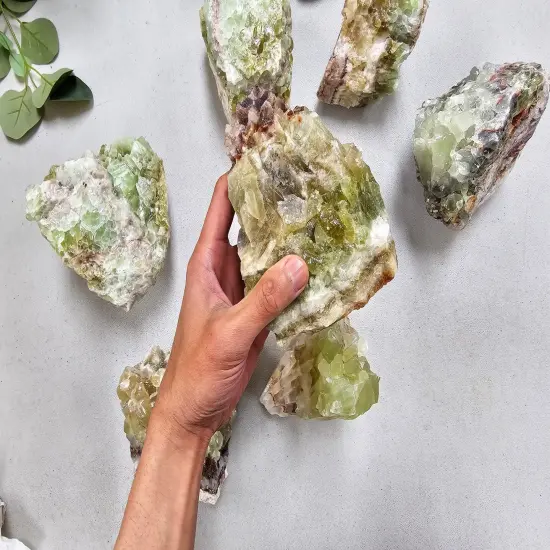 Green Calcite Crystal Large Pieces For Lapidary & Display {6}