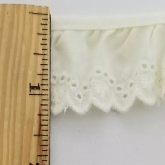 1-1/4" Ruffled Gathered Eyelet Trimming - 8 Continuous Yards - Color Options! Oyster {2}