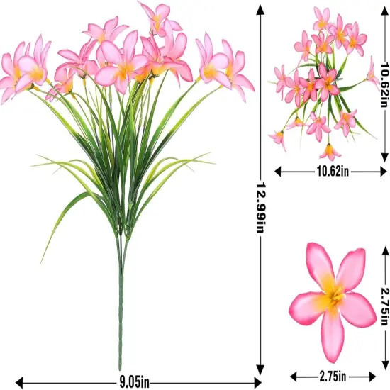 Artificial Fake Flowers for Outdoor Spring Decoration, 12 Bundles UV Resistant Faux Plastic Fabric Flowers Lily for Indoor Outdoor Garden Porch Entryway Window Box Pot Vase Planter Decor {4}