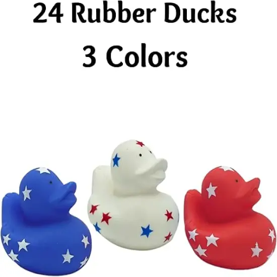 4E's Novelty 24 Pack Patriotic Rubber Duck - 2" Jeep Ducks for Ducking, Duck Party Favors 4th of July {6}