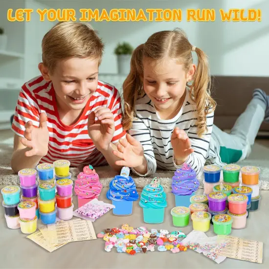 50 Pack Mini Butter Slime Kit, Scented Slime for Girls and Boys, Soft & Non-Sticky Cotten Candy Fruit Slime Party Favor Gifts, DIY Putty Stress Relief Toy for Kids {4}