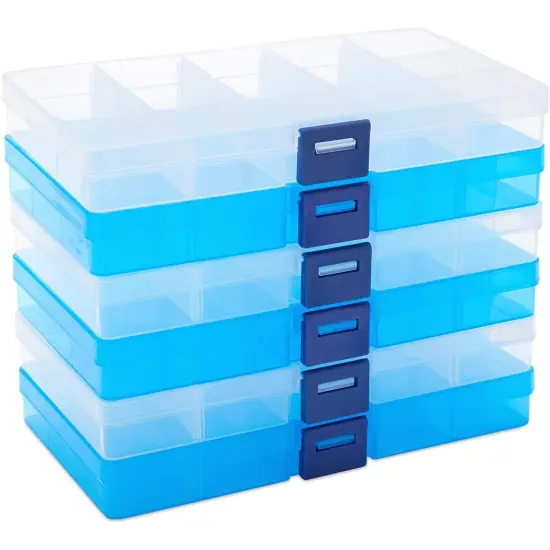6 Pack Plastic Jewelry Organizer Box with Labels and Dividers for Custom Organization (7 x 4 x 1 in) Clear {6}