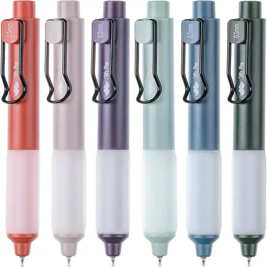 Retractable Gel Pens, 6 Pack, Vintage Barrels, Black Gel Pens Fine Point 0.5mm, Fast Dry {1}