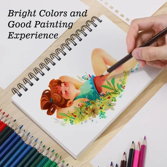 4 Pack Sketchbook, 5.5x8.5 inches Drawing Paper Sketch Book, 98lb/160gsm Heavyweight Spiral Bound Sketch Pads, Suitable for Wet and Dry Media, Drawing, Painting, Sketching(200 Sheets) {2}