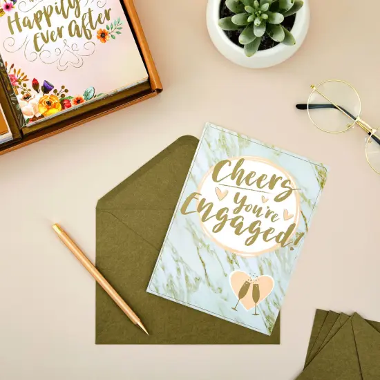 36 Pack Engagement and Wedding Greeting Cards for Couples with Envelopes, Congratulations Bride and Groom, 6 Rustic Designs (5x7 In) Multicolor {3}