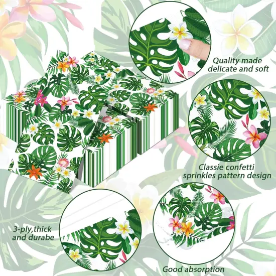 Hawaiian Luau Party Supplies Aloha Happy Birthday Napkins Disposable Tropical Tiki Themed Luncheon Paper Napkins Hawaiian Party Table decorations (100 Pack) {2}