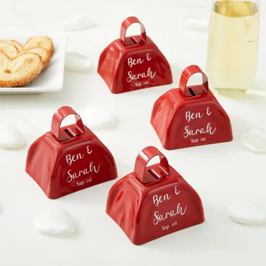 Blue Panda 12 Pack 3-inch Cowbells with Handle, Red Hand Percussion Cow Bells Noise Makers for Sporting Events, School Celebrations, Sports Parties, Football Games Noise Makers {3}