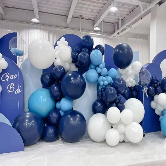 141Pcs Blue White Gold Latex Balloons Garland Arch Kit {2}