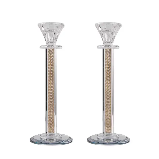 Crystal Candlesticks with Inner Net Diamond Design Silver {3}