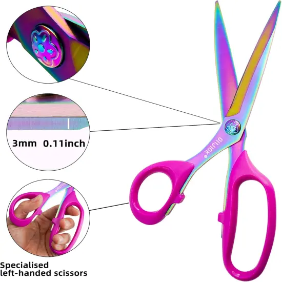 Left Handed Scissors,9.5 Inch All Purpose Lefty Scissors,Titanium Coating Forged Stainless Steel, Soft Comfort-Grip Handles,Perfect for Office,Home,and School Arts Crafts Scissors(Pink) {2}