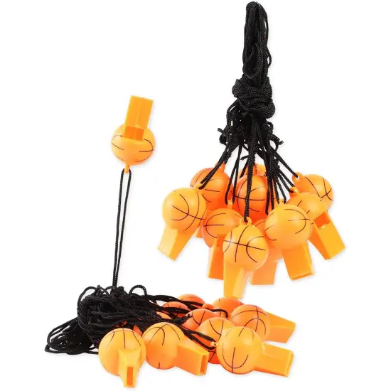 Basketball Whistles for Party Favor, Sports Birthday Supplies (24 Pack) Orange {4}