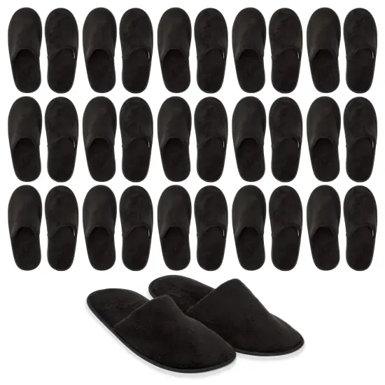 12 Pairs Disposable Slippers for Guests, Bulk Pack for Hotel, Spa, Shoeless Home, Black (US Men Size 11, Women 12) {1}