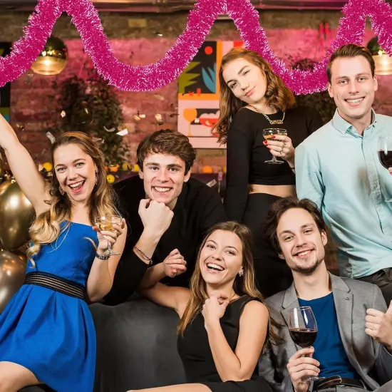 50 Feet Pink Christmas Tinsel Garland, Metallic Foil Twist Banner Wall Hanging Tinsel Streamers Backdrop for Parade Floats, Christmas, Mother's Day, Birthday Party Decorations(2in x 50ft) {4}