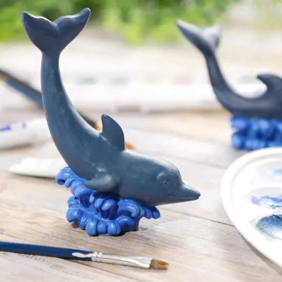 2-Pack Polyresin Paint Your Own Dolphin Figurines - Ceramic to Paint, Ideal for Kids & Adults - Fun DIY Arts & Crafts Activity for Creativity and Play White {3}