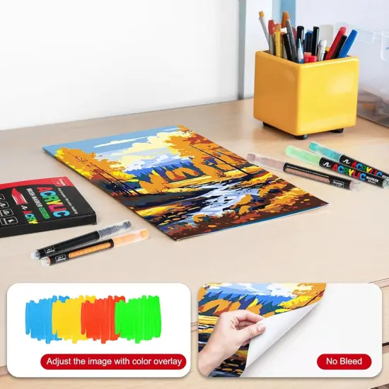 Acrylic Paint Markers Pens, 36 Colors Waterproof & Long-Lasting Ink, Brush Tip Acrylic Markers for Wood, Rock Painting, Glass, Canvas, Ceramic, Fabric, Plastic Art Crafts Supplies Kids Adult {3}