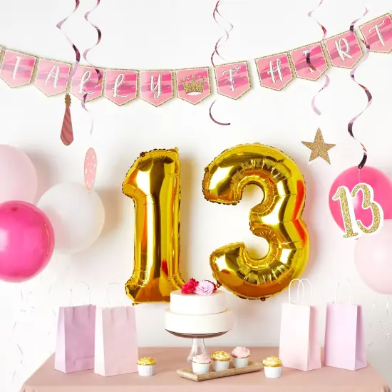 42 Piece Official Teenager Birthday Decorations for Girls 13th Birthday Party (Pink, White) {2}