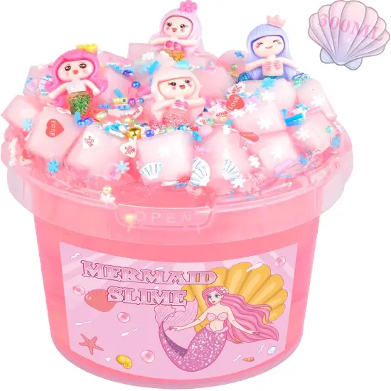 300ml Mermaid Slime Party Favors for Kids Slime DIY Stress Relief Putty Toy Christmas Easter Birthday Goodie Bag Stuffer Classroom Reward for Girls Boys Stretchy Non-Sticky {1}