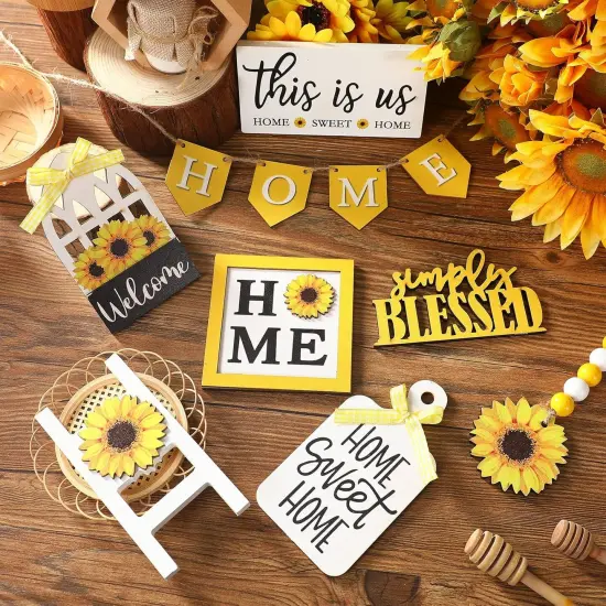 11 Pcs Sunflower Tiered Tray Decor Set {5}