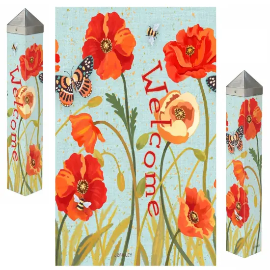 Poppy Butterfly Art Pole 20 Inches Tall {1}