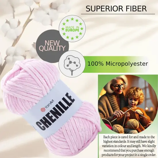2 Skein Yarn Art Chenille Yarn, Velvet Yarn, Super Soft Fluffy Bulky 5, for Knitting Crocheting Crafting Blanket Amigurumi, Soft Velvet Baby, Durable, 100gr x 2, 100yards x 2 (Pink-550, Pack 2) {5}
