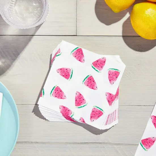 100-Pack Fruit Cocktail Napkins, Summer Party Decorations (Watermelon Design, 5x5 in) {4}