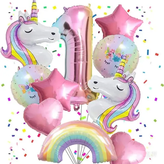 Unicorn Balloons Unicorn Birthday Party Decorations for Girls Foil Balloons Set Macaron and Rainbow Balloon Wedding Baby Shower Party Supplie (number 1) {1}