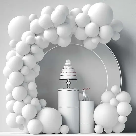 129PCS White Balloons, 18 12 10 5 inch Latex Balloon Arch Kit, Wedding Party Decorations, Durable, Suitable for Children, Families {1}