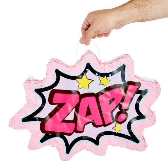 Pink Comic Book Zap Pinata for Girls, Superhero-Themed Supplies and Decorations (17x11.2 in) {5}