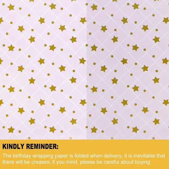 6 Sheets Gold and Pink Birthday Gift Wrapping Paper, Gold Pink Gift Wrap Paper for Wedding {3}