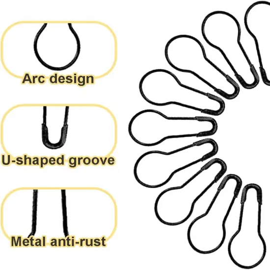 1000pcs Metal Safety Pins, Gourd/Bulb/Calabash/Bead Designs with Clothing Tag Fasteners for DIY Sewing/Craft/Home Decor (Black) {3}