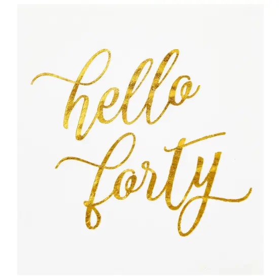 50 Pack Hello Forty Cocktail Napkins with Gold Foil for 40th Birthday Decorations, 3-Ply, White (5 x 5 In) {7}