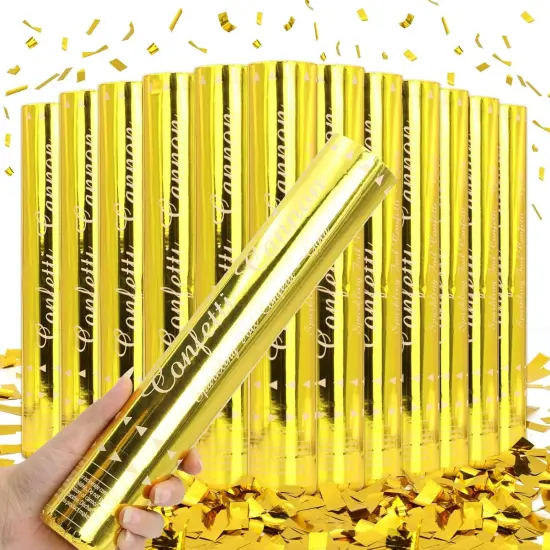 Confetti Cannon Gold Confetti Poppers Cannons 12 Pack Confetti Party Poppers Confetti Shooters Golden Confetti Cannon Bulk for Wedding Birthday Graduation Baby Shower Anniversary Christmas New Year's {1}