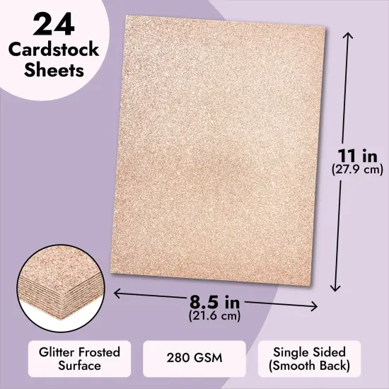 Bright Creations 24 Sheets Rose Gold Glitter Cardstock Paper 8.5 x 11 for Scrapbooking, DIY Projects, Arts and Crafts (280gsm) Pink {5}