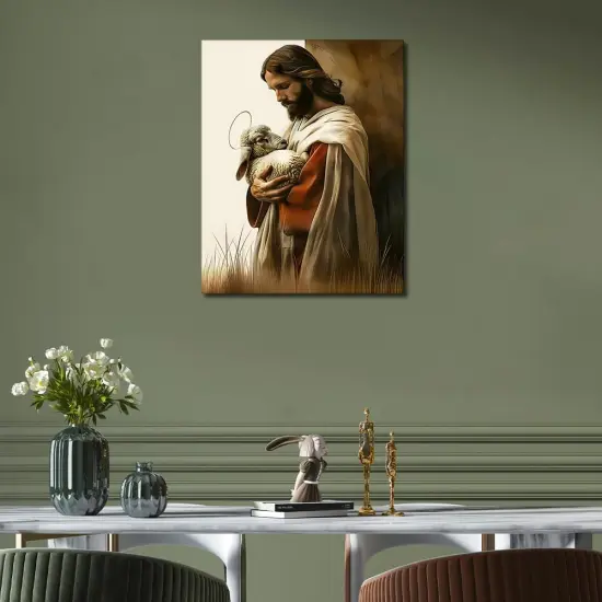 Paint by Number for Adult, Jesus Paint by Numbers, Jesus Holding a Lamb in his Arms Adult Paint by Numbers Kits on Canvas, 16X20 Inch Paint by Numbers for Adults Beginner Frameless {3}