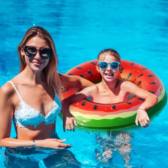 Inflatable Pool Toys Floats for Swimming Pool Party Lake Beach Kids Adults - 4 Pack Floaties Pool Tubes Swim Rings Fruit Water Floaty Watermelon Kiwi Orange Grape {2}