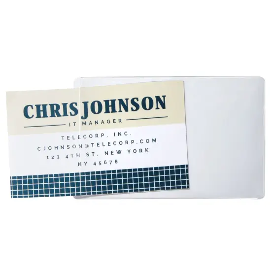 100-Pack Clear Business Card Pockets Holders 3.75x2 In, Self-Adhesive Side Load Plastic Protector, Sleeves Labels, Bulk Set for Storage, Organization, Labeling Bins, Folders, and Files {7}