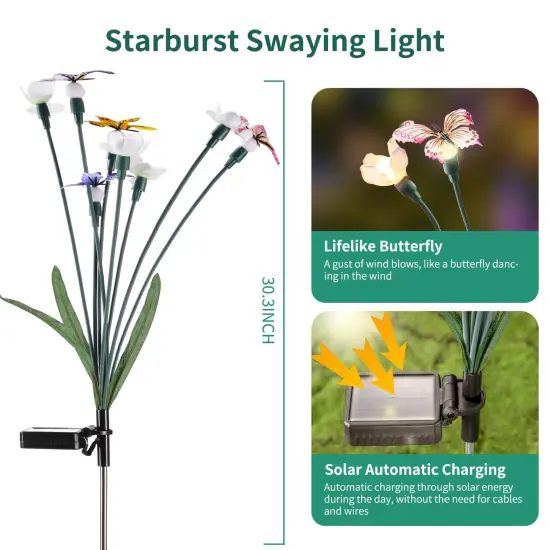 FENSAN Solar Garden Lights, Solar Lights Outdoor Garden, Garden Lights Solar Powered, Decor for Garden, Yard, Patio, Pathway, IP65 Waterproof, Solar Butterfly Lights Outdoor (2 Pack) {3}