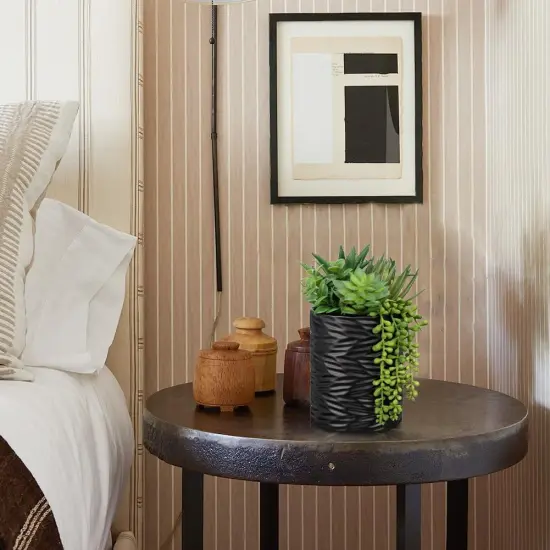 Artificial Succulents in Pots Faux Succulents Plants Fake Succulent Arrangement Potted Plants with Black Ceramic Vase for Office Desk Bathroom Shelf Living Room Indoor Home Decor Large {3}