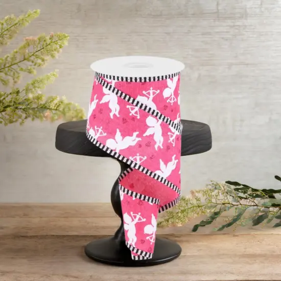 2.5" Cupid on Royal Stripe Ribbon: Hot Pink (10 Yard) {2}
